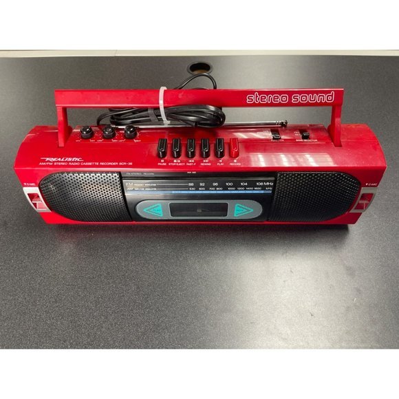 Vintage Realistic SCR-35 Red Stereo Sound Cassette Recorder AM/FM Radio works - Picture 1 of 4